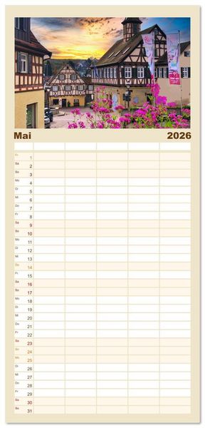 Produktbild: Familienplaner 2026 - B&ouml;blingen und Sch&ouml;nbuch mit 5 Spalten (Wandkalender, 21 x 45 cm) CALVENDO