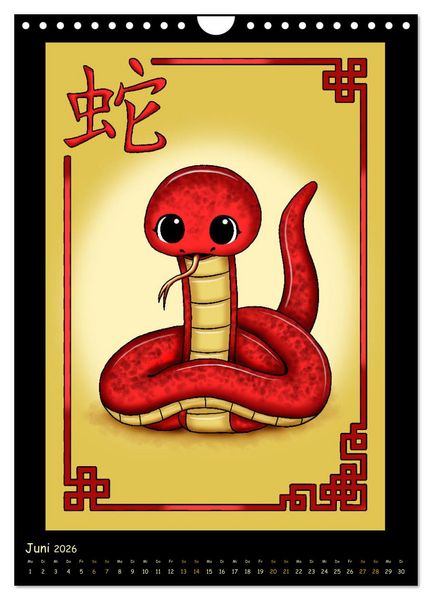 Produktbild: niedliche Tierkreiszeichen im chinesischem Stil (Wandkalender 2026 DIN A4 hoch), CALVENDO Monatskalender