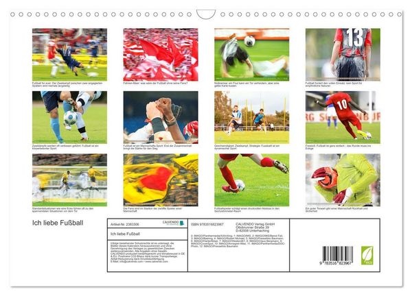 Produktbild: Ich liebe Fu&szlig;ball (Wandkalender 2027 DIN A3 quer), CALVENDO Monatskalender