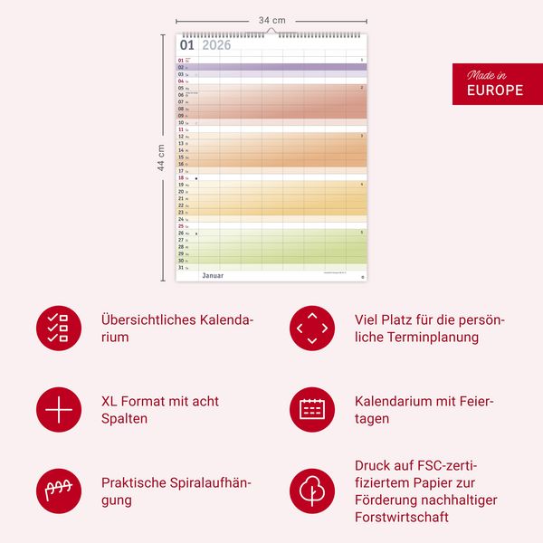 Produktbild: Bunte Wochen Planer XXL 2026