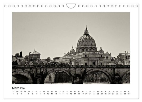 Produktbild: Rom in schwarz - weiss (Wandkalender 2026 DIN A4 quer), CALVENDO Monatskalender