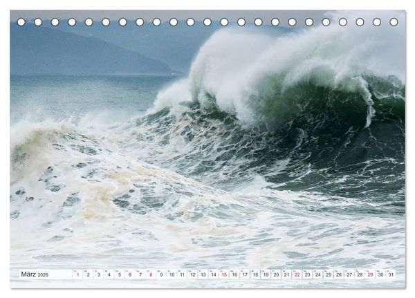 Produktbild: WASSERBERGE - Die Riesenwellen von Nazar&eacute; (Tischkalender 2026 DIN A5 quer), CALVENDO Monatskalender