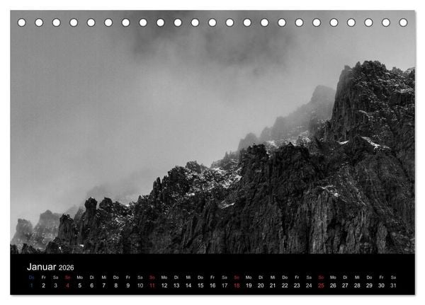 Produktbild: BERGE IN SCHWARZ WEISS (Tischkalender 2026 DIN A5 quer), CALVENDO Monatskalender