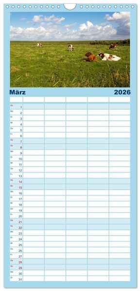 Produktbild: Familienplaner 2026 - Gr&uuml;&szlig;e von Pellworm mit 5 Spalten (Wandkalender, 21 x 45 cm) CALVENDO