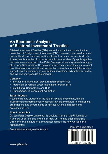 Produktbild: An Economic Analysis of Bilateral Investment Treaties