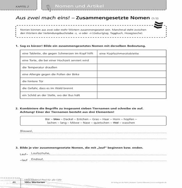 Produktbild: 100 x Wortarten
