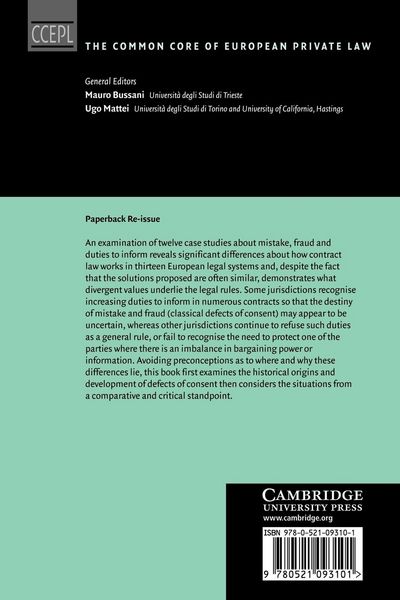 Produktbild: Mistake, Fraud and Duties to Inform in European Contract Law