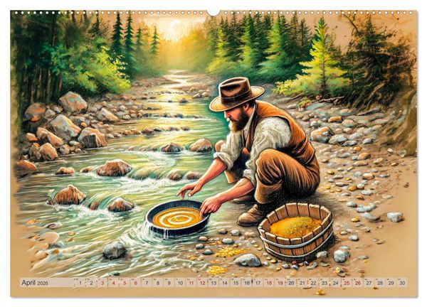 Produktbild: Auf den Spuren des Goldes - Vom Goldrausch am Yukon River (Wandkalender 2026 DIN A2 quer), CALVENDO Monatskalender