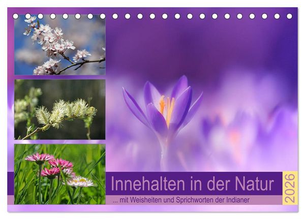 Produktbild: Innehalten in der Natur ... mit Weisheiten und Sprichworten der Indianer (Tischkalender 2026 DIN A5 quer), CALVENDO Monatskalender