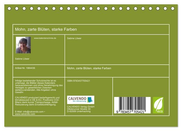 Produktbild: Mohn, zarte Bl&uuml;ten, starke Farben (Tischkalender 2026 DIN A5 quer), CALVENDO Monatskalender