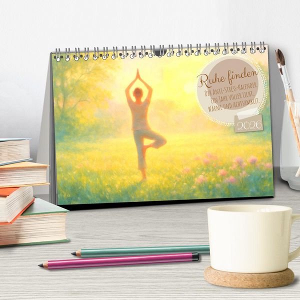 Produktbild: Ruhe finden - Der Anti-Stress-Kalender - Ein Jahr voller W&auml;rme und Achtsamkeit (Tischkalender 2026 DIN A5 quer), CALVENDO Monatskalender