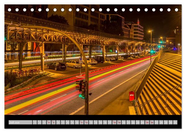 Produktbild: Hamburgs Br&uuml;cken bei Nacht (Tischkalender 2026 DIN A5 quer), CALVENDO Monatskalender