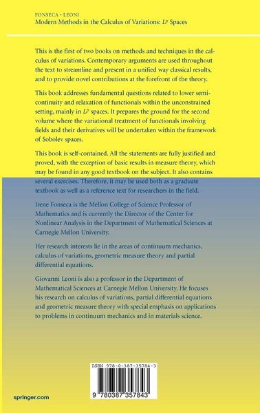 Produktbild: Modern Methods in the Calculus of Variations
