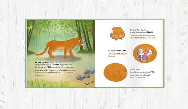 Produktbild: Wie der Tiger seine Streifen bekam/Tại sao con hổ c&oacute; những vằn đen - Zweisprachiges Kinderbuch Deutsch Vietnamesisch: Und der Wasserb&uuml;ffel &hellip; v&agrave; con tr&acirc;u ...
