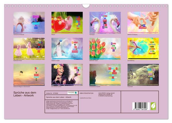 Produktbild: Spr&uuml;che aus dem Leben - Artwork (Wandkalender 2026 DIN A3 quer), CALVENDO Monatskalender