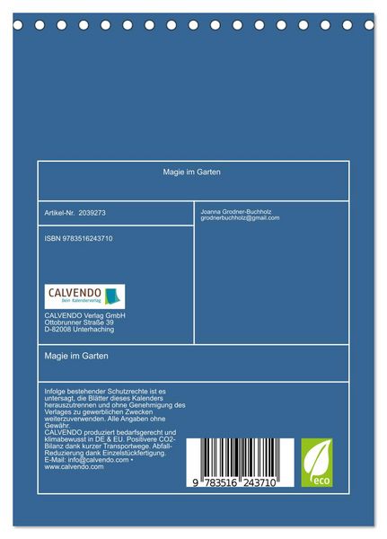 Produktbild: Magie im Garten (Tischkalender 2026 DIN A5 hoch), CALVENDO Monatskalender