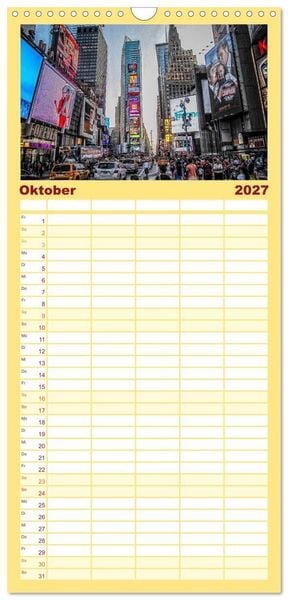 Produktbild: Familienplaner 2027 - New York feeling mit 5 Spalten (Wandkalender, 21 x 45 cm) CALVENDO