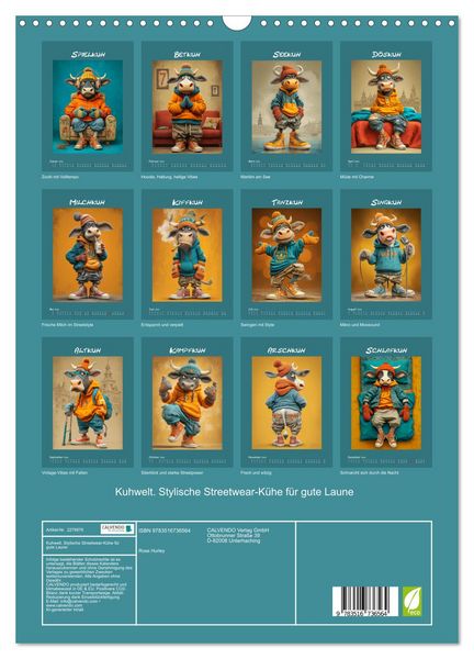 Produktbild: Kuhwelt. Stylische Streetwear-K&uuml;he f&uuml;r gute Laune (Wandkalender 2026 DIN A3 hoch), CALVENDO Monatskalender