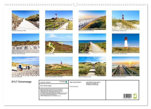 Produktbild: SYLT D&uuml;nenwege (Wandkalender 2026 DIN A2 quer), CALVENDO Monatskalender
