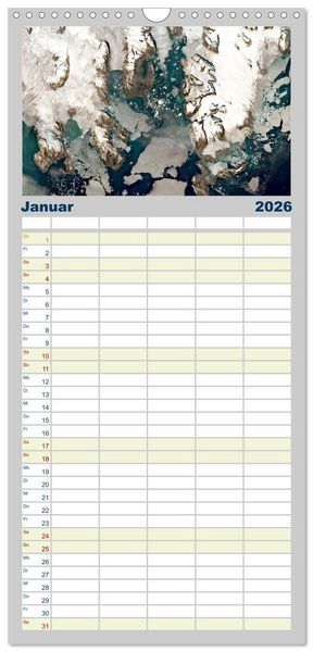Produktbild: Familienplaner 2026 - Die Erde aus dem All mit 5 Spalten (Wandkalender, 21 x 45 cm) CALVENDO