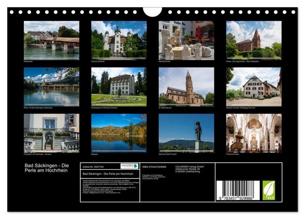 Produktbild: Bad S&auml;ckingen - Die Perle am Hochrhein (Wandkalender 2026 DIN A4 quer), CALVENDO Monatskalender