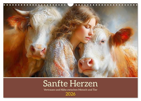 Produktbild: Sanfte Herzen. Vertrauen und N&auml;he zwischen Mensch und Tier (Wandkalender 2026 DIN A3 quer), CALVENDO Monatskalender