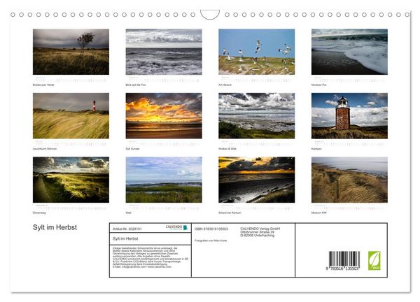 Produktbild: Sylt im Herbst (Wandkalender 2026 DIN A3 quer), CALVENDO Monatskalender