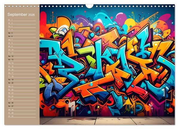 Produktbild: Graffiti im Blick &ndash; Das Jahr in Farben (Wandkalender 2026 DIN A3 quer), CALVENDO Monatskalender