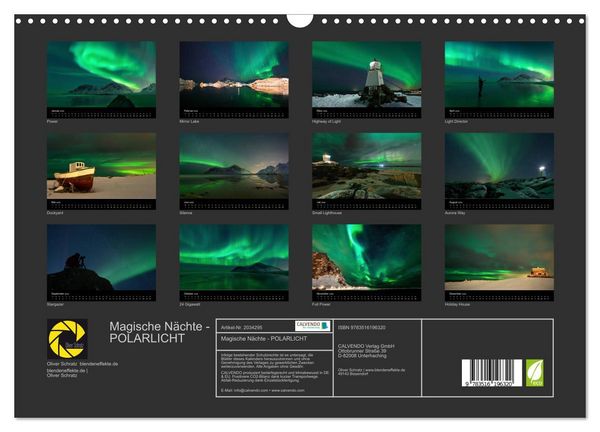 Produktbild: Magische N&auml;chte - POLARLICHT (Wandkalender 2026 DIN A3 quer), CALVENDO Monatskalender