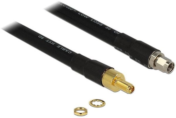 Delock WLAN-Antennen Anschlusskabel [1x RP-SMA-Stecker - 1x RP-SMA-Buchse] 40.00cm Schwarz