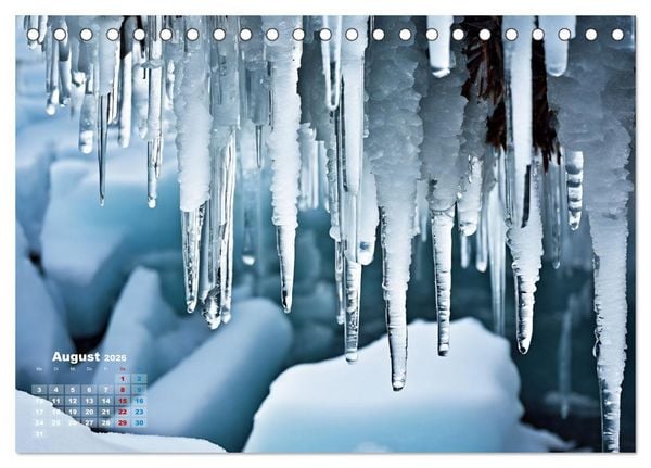 Produktbild: Schneekristalle und Eiszapfen Eisige Zeiten f&uuml;r alle Winterfans (Tischkalender 2026 DIN A5 quer), CALVENDO Monatskalender