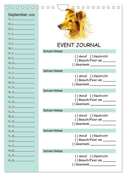 Produktbild: B-DAY PLANER - Aquarell Hunderassen - F&uuml;r Termine, Geschenke, Eventdetails & mehr (Wandkalender 2026 DIN A4 hoch), CALVENDO Monatskalender