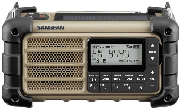 Produktbild: Sangean MMR-99 FM Desert Outdoorradio UKW Notfallradio, Bluetooth&reg; Solarpanel, spritzwassergesch&uuml;tzt, staubdicht, Taschenlampe Braun