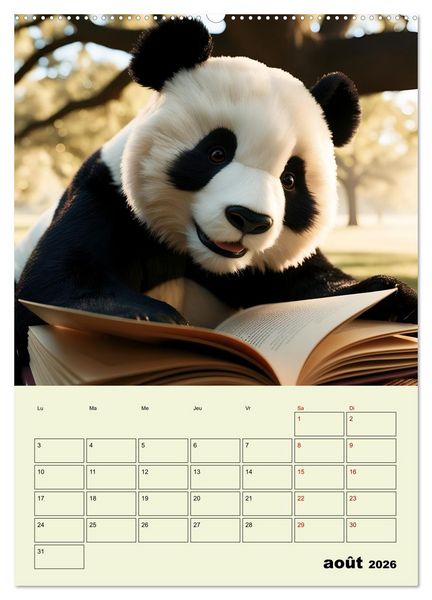 Produktbild: Les pandas rigolos - Une ann&eacute;e de douceur et de rires (Calendrier mural 2026 DIN A2 horizontal) calendrier de bureau
