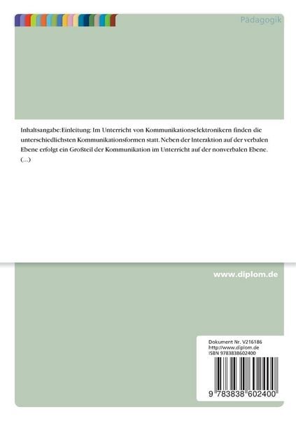Produktbild: Untersuchung des verbalen Verhaltens von Sch&uuml;lern und Lehrern im Unterricht von Kommunikationselektronikern anhand des Interaktionsanalysesystems nach Ned. A. Flanders