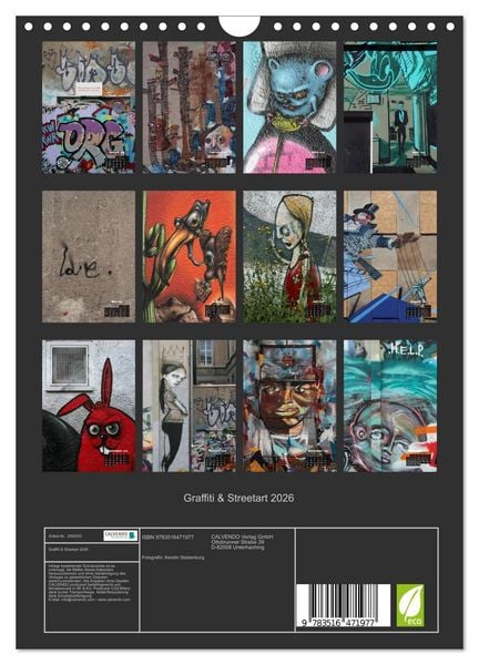 Produktbild: Graffiti & Streetart 2026 (Wandkalender 2026 DIN A4 hoch), CALVENDO Monatskalender