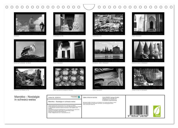 Produktbild: Marokko - Nostalgie in schwarz-weiss (Wandkalender 2026 DIN A4 quer), CALVENDO Monatskalender