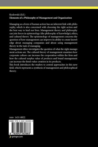 Produktbild: Elements of a Philosophy of Management and Organization
