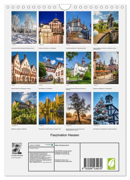 Produktbild: Faszination Hessen (Wandkalender 2027 DIN A4 hoch), CALVENDO Monatskalender