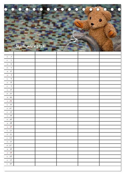Produktbild: Der Teddyb&auml;ren-Familienplaner (Tischkalender 2026 DIN A5 hoch), CALVENDO Monatskalender