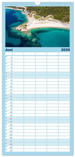 Produktbild: Familienplaner 2026 - Traumstr&auml;nde Griechenlands mit 5 Spalten (Wandkalender, 21 x 45 cm) CALVENDO