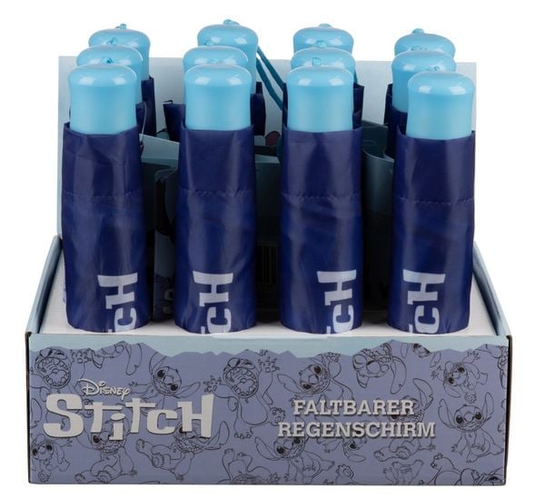 Produktbild: Undercover Regenschirm faltbarer Regenschirm Disney Stitch, Taschenschirm mit Schutzh&uuml;lle, 94 cm Durchmesser, ideal f&uuml;r Kinderh&auml;nde