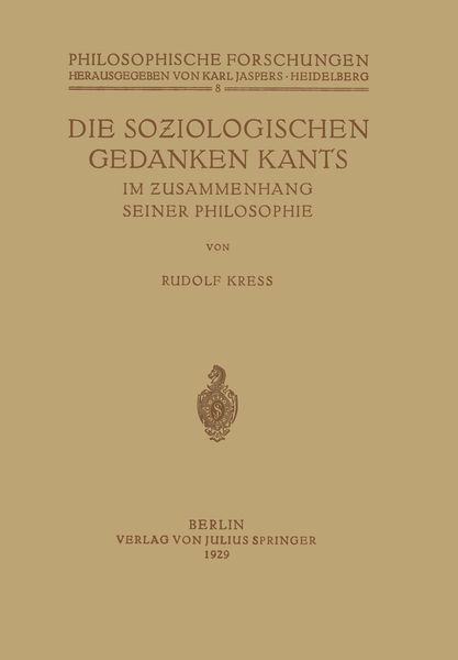 Produktbild: Die Soziologischen Gedanken Kants im Zusammenhang seiner Philosophie