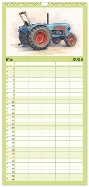 Produktbild: Familienplaner 2026 - Alte Schlepper in neuem Glanz mit 5 Spalten (Wandkalender, 21 x 45 cm) CALVENDO