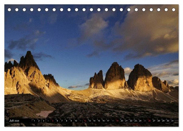 Produktbild: Die Drei Zinnen - Unesco Weltnaturerbe (Tischkalender 2026 DIN A5 quer), CALVENDO Monatskalender