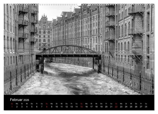 Produktbild: Hamburg monochrome Impressionen (Wandkalender 2026 DIN A2 quer), CALVENDO Monatskalender