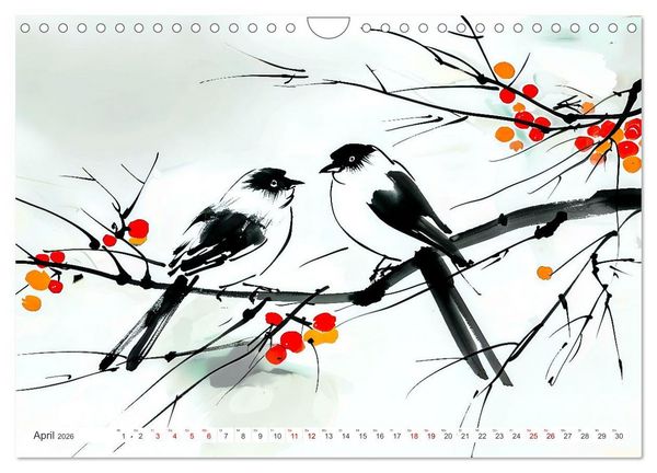 Produktbild: Fernost Impressionen - Tempel und Landschaften in KI-Tuschekunst (Wandkalender 2026 DIN A4 quer), CALVENDO Monatskalender