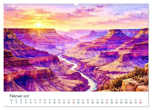 Produktbild: Reisetr&auml;ume Traumreisen. Die sch&ouml;nsten Reiseziele der Welt in Watercolor (hochwertiger Premium Wandkalender 2027 DIN A2 quer), Kunstdruck in Hochglanz