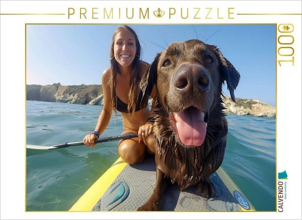 Produktbild: CALVENDO Puzzle Dieser Hund ist nicht wasserscheu | 1000 Teile Lege-Gr&ouml;&szlig;e 64x48cm Foto-Puzzle f&uuml;r gl&uuml;ckliche Stunden