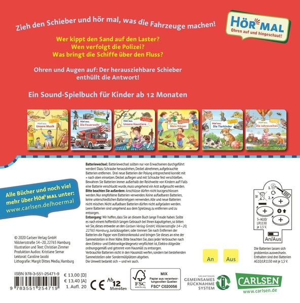 Produktbild: Mein erstes H&ouml;r mal (Soundbuch ab 1 Jahr): Die Fahrzeuge